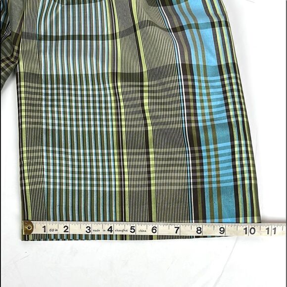 Talbots Petites Cropped Silk Blend Plaid Pant, Green/Blue, Size 12 P - Picture 11 of 14